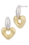 Savvy Cie Jewels Two-tone Heart Drop Earrings