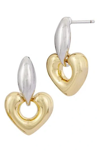 Savvy Cie Jewels Two-tone Heart Drop Earrings