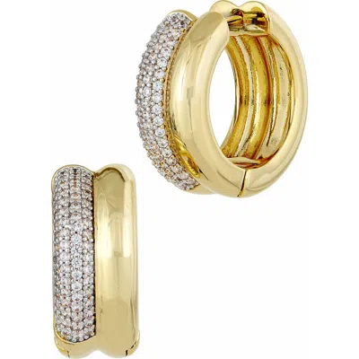 Savvy Cie Jewels Two-tone Pavé Cubic Zirconia Double Hoop Earrings