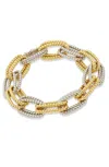 Savvy Cie Jewels Two Tone Plated Double Link Bracelet In Multi