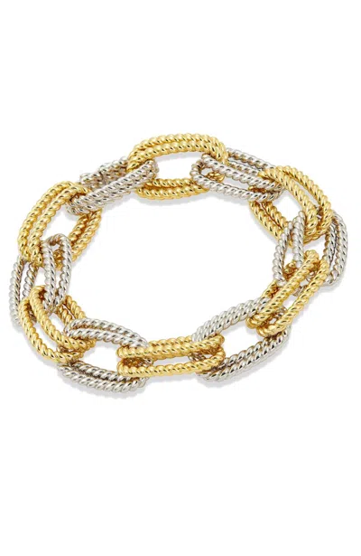 Savvy Cie Jewels Two Tone Plated Double Link Bracelet In Multi