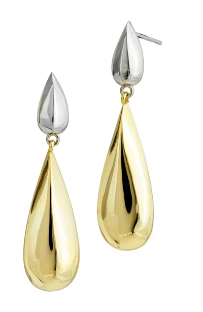 Savvy Cie Jewels Two Tone Statement Drop Earrings In Gold