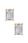 Savvy Cie Jewels Vermeil December Blue Topaz Emerald Cut Cz Birthstone Stud In Box In Multi