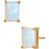 Savvy Cie Jewels Vermeil Sterling Silver Emerald Cut Cz Box Stud Earrings In Gold