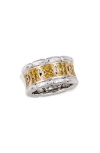 Savvy Cie Jewels Yellow Diamond Band Ring In Silver