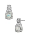 Savvy Cie Rhodium Plated Opal And Cz Earrings