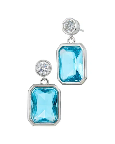 Savvy Cie Plated Cz Bold Earrings In Blue