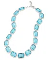 Savvy Cie Plated Cz Bold Necklace In Blue