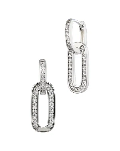 Savvy Cie Plated Cz Drop Earrings In Metallic