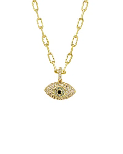 Savvy Cie Plated Cz Pendant Necklace In Metallic