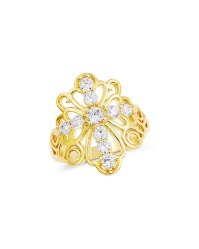 Savvy Cie Plated Cz Statement Ring In Gold