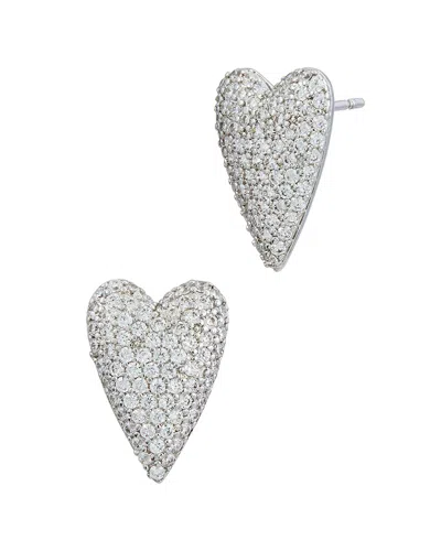 Savvy Cie Plated Cz Stud Earrings In Silver