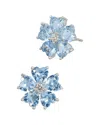 Savvy Cie Rhodium Plated Blue Topaz Cz Stud