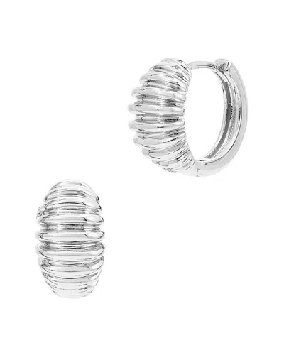 Savvy Cie Rhodium Plated Huggie Earrings In Metallic