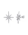 Savvy Cie Rhodium Plated Silver Cz Starburst Studs