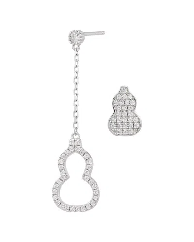 Savvy Cie Rhodium Plated Sterling Silver Assymetric Stud And In Metallic