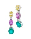 Savvy Cie Rhodium Plated Sterling Silver Drop Earring Featur In Multi
