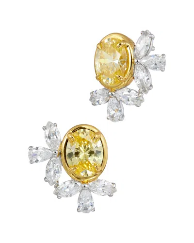 Savvy Cie Silver Cz Stud Earrings In Metallic