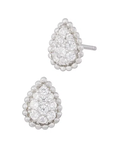 Savvy Cie Rhodium Plated Sterling Silver Pear Shaped Pave Cz In Metallic