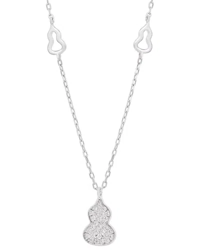 Savvy Cie Rhodium Plated Sterling Silver Pendnat With Cz Cha In Metallic