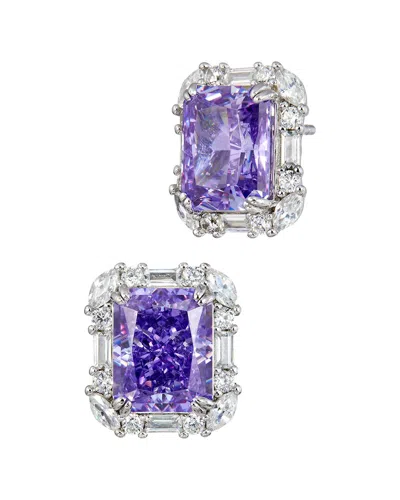 Savvy Cie Rhodium Plated Sterling Silver Stud With An 8x10 L In Metallic