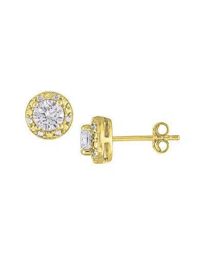 Savvy Cie Silver 0.1 Ct. Tw. Diamond Halo Earrings In Gold