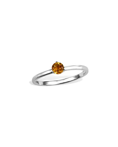 Savvy Cie Silver 0.20 Ct. Tw. Citrine Stackable Ring In Metallic