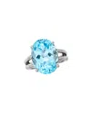 SAVVY CIE SAVVY CIE SILVER 15.00 CT. TW. BLUE TOPAZ STATEMENT RING