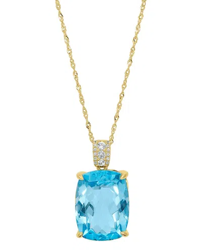 Savvy Cie Silver 18.00 Ct. Tw. Blue Topaz Statement Pendant In Gold