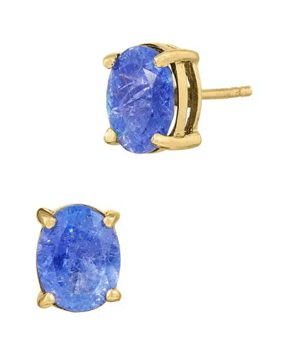 Savvy Cie Silver 2.80 Ct. Tw. Tanzanite Studs In Gold