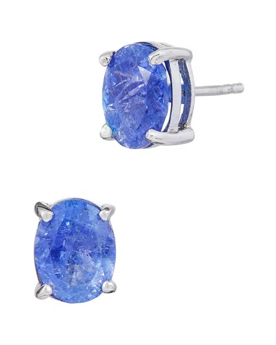 Savvy Cie Silver 2.80 Ct. Tw. Tanzanite Studs In Blue