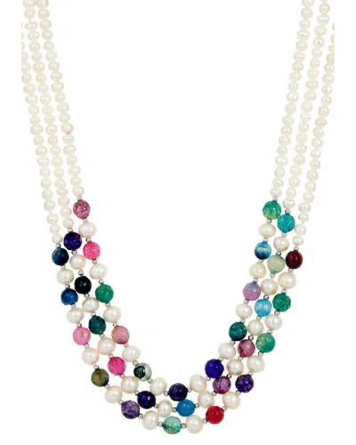Savvy Cie Silver 4-8mm Pearl Multi-layered Necklace