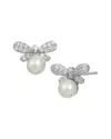 Savvy Cie Silver 5mm Pearl Butterfly Earrings