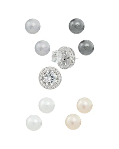 SAVVY CIE SAVVY CIE SILVER  8MMMM PEARL CZ POST EARRINGS