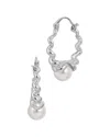 Savvy Cie Silver  9mmmm Pearl Hoop Earrings