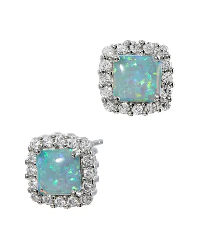 Savvy Cie Silver Created Opal Cz Earrings
