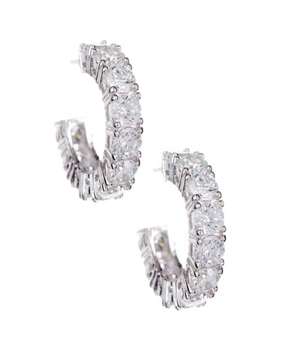 Savvy Cie Silver Cz Chubby Hoops In Gray
