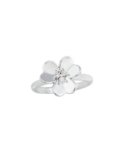 Savvy Cie Silver Cz Clover Ring In Metallic