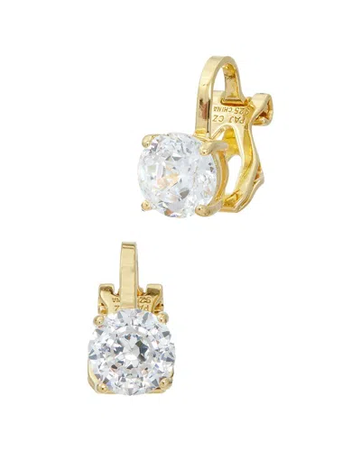 Savvy Cie Silver Cz Drop Earrings In Gold