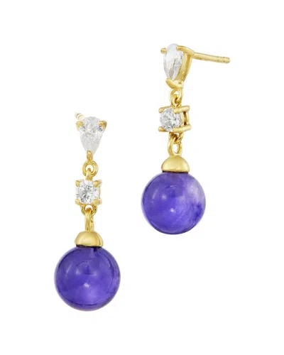Savvy Cie Silver Cz Drop Earrings In Gold