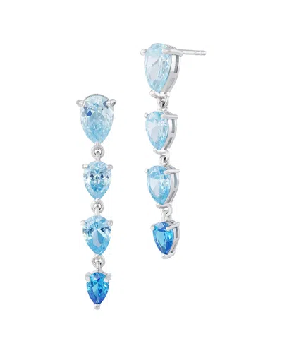 Savvy Cie Silver Cz Drop Earrings In White