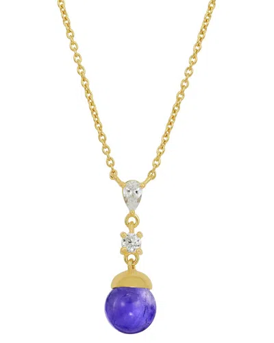 Savvy Cie Silver Cz Drop Necklace In Gold