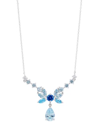 Savvy Cie Silver Cz Drop Necklace In Transparent
