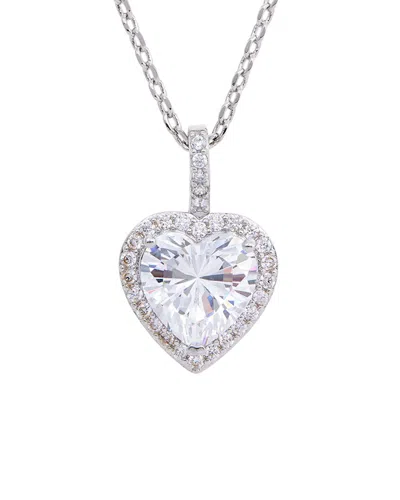 Savvy Cie Silver Cz Drop Pendant In Metallic