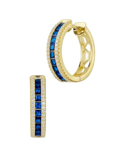 Savvy Cie Silver Cz Hoop Earrings In Yellow