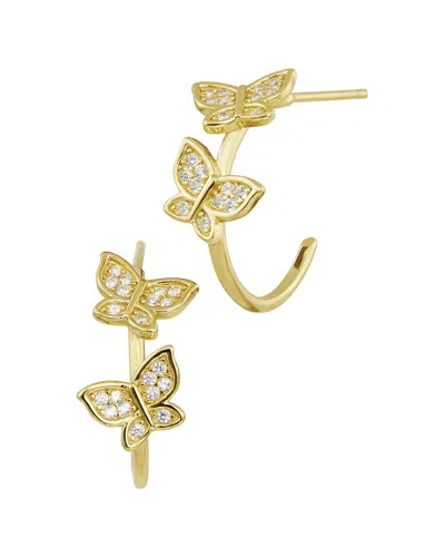 Savvy Cie Silver Cz Hoop Earrings In Brown