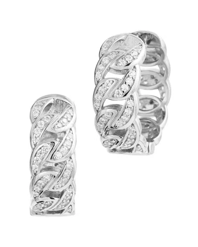 Savvy Cie Silver Cz Hoops In Green