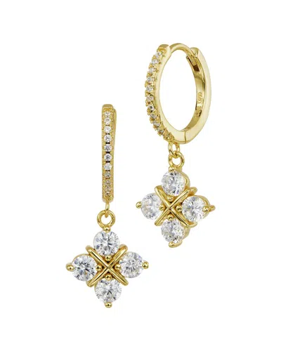 Savvy Cie Silver Cz Huggie Earrings In Gold
