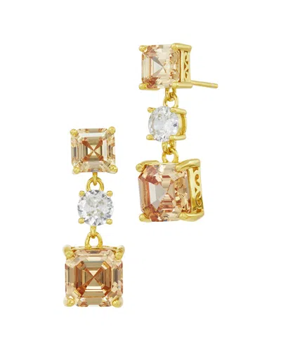 Savvy Cie Silver Cz Multi-stone Drop Earrings In Gold