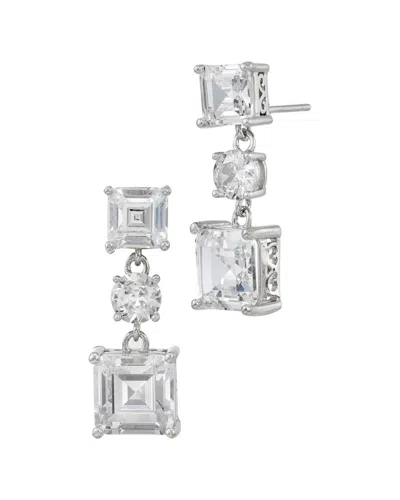 Savvy Cie Silver Cz Multi-stone Drop Earrings In Metallic